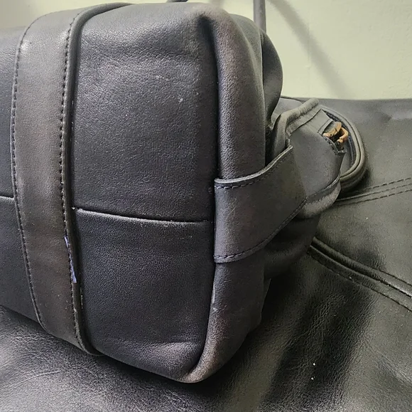 Vintage Coach Soft Satchel 4055 Navy Leather Double Handles 0210-918 early 1990s